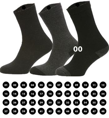 48 Sekventielt Nummererede Etiketter til Beklædning | Påstrygningsetiketter til Sokker